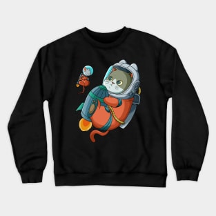 Cat and mouse astronaut Crewneck Sweatshirt